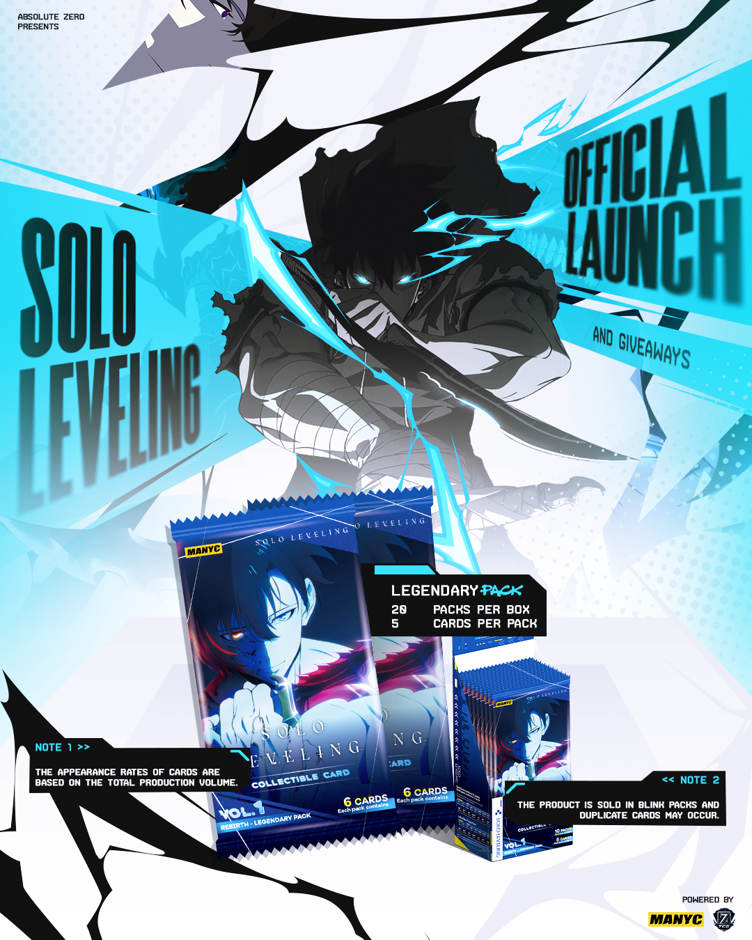 MANYC Solo Leveling Vol. 1 Official Collector Cards