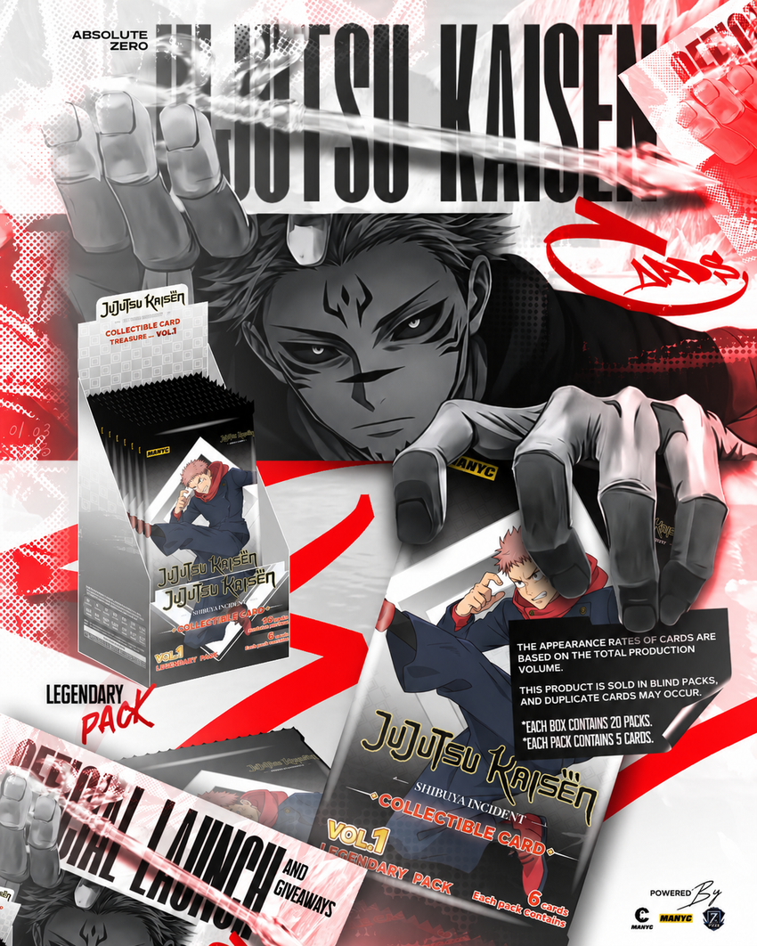 MANYC Jujutsu Kaisen Vol. 1 Official Collector Cards – Legendary Box (10 Packs)
