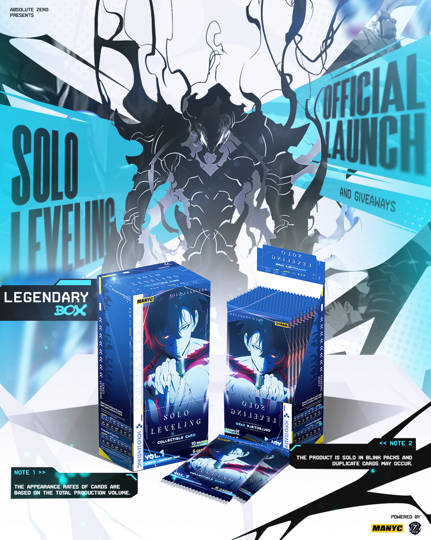 MANYC Solo Leveling Vol. 1 Official Collector Cards – Legendary Box (10 Packs)