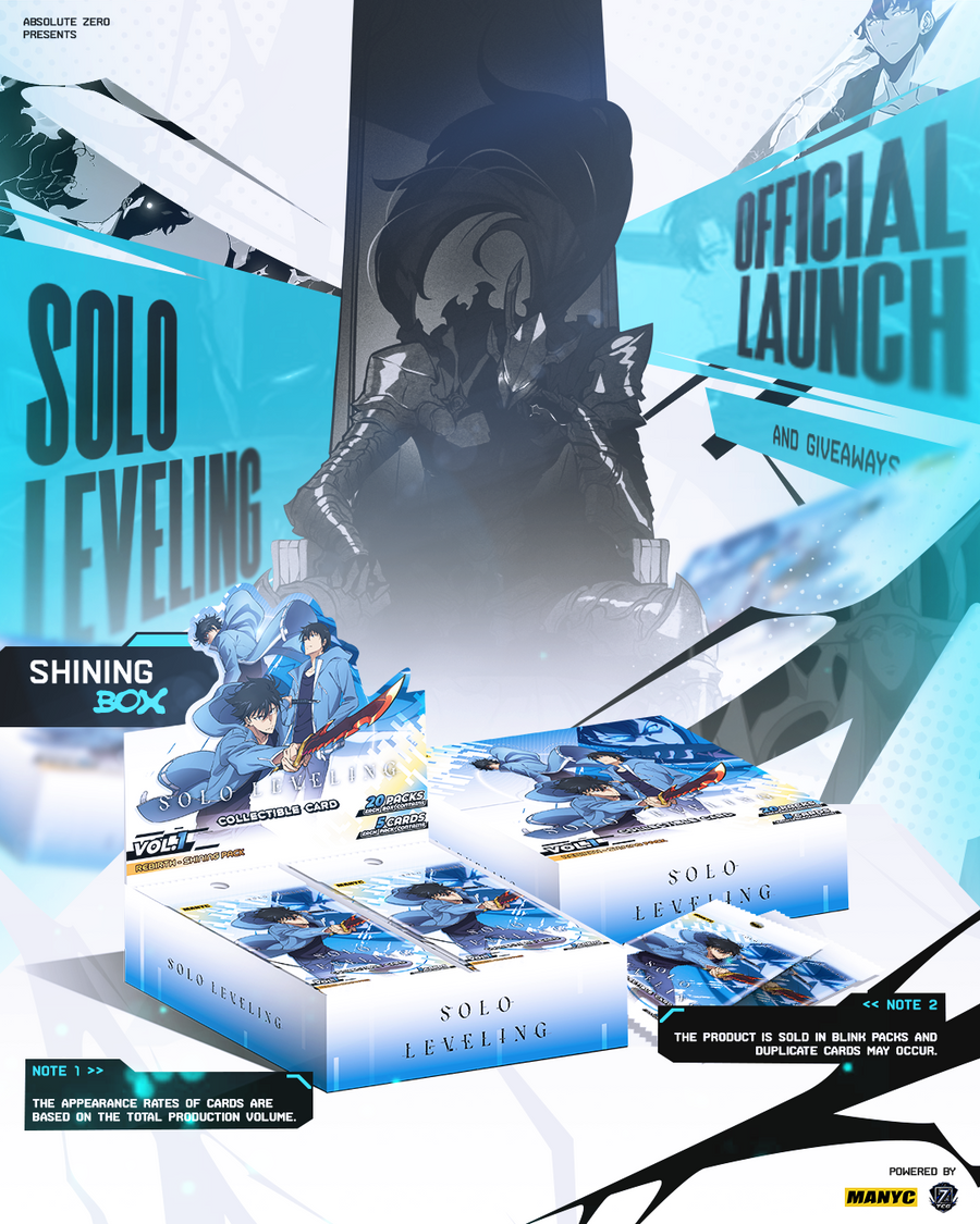 MANYC Solo Leveling Vol. 1 Official Collector Cards – Shining Box (20 Packs)